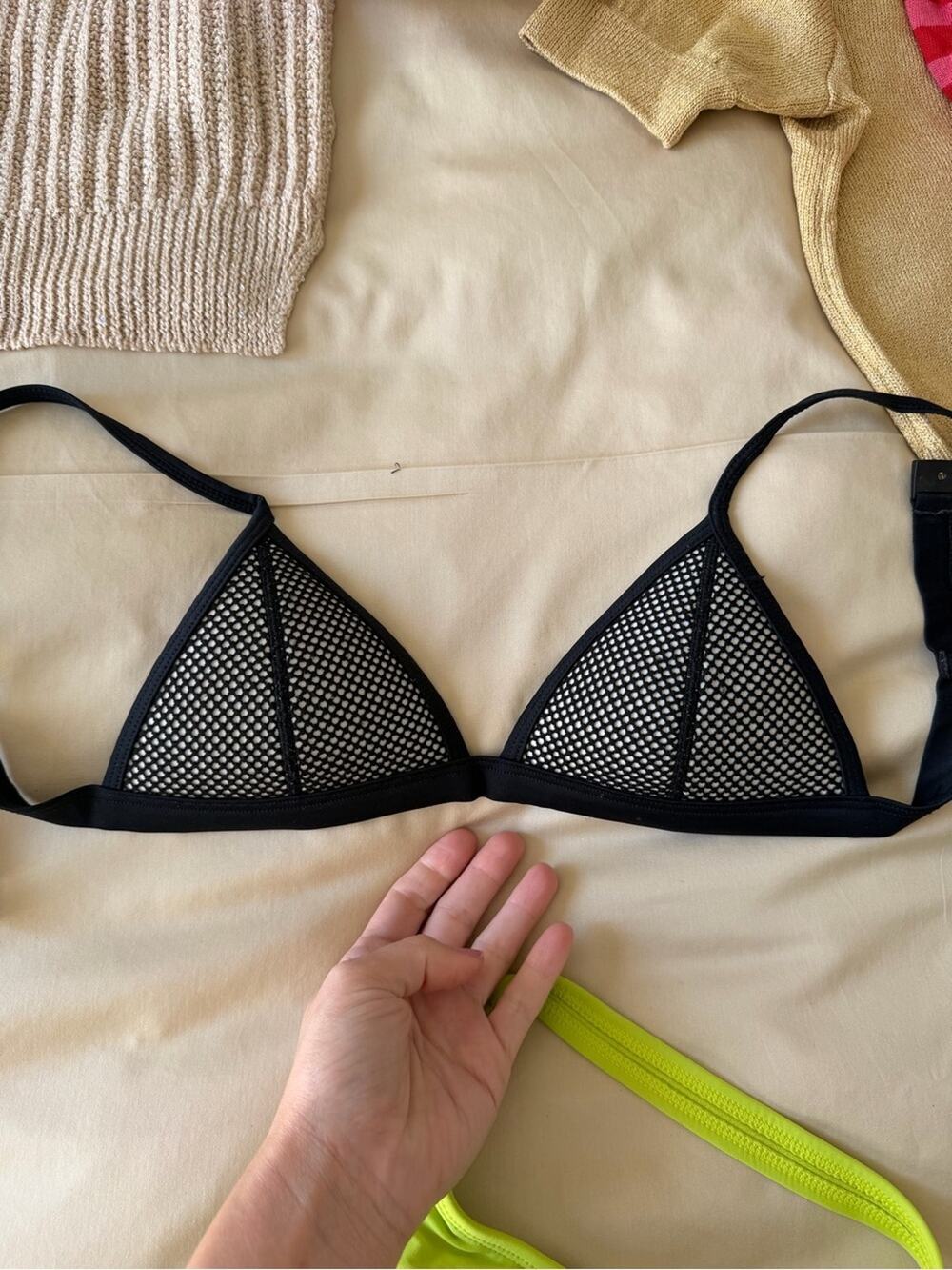 🗽triangl swimwear Black Mesh Triangle Bikini Top